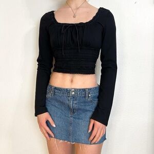 Nwt free people black long sleeve top